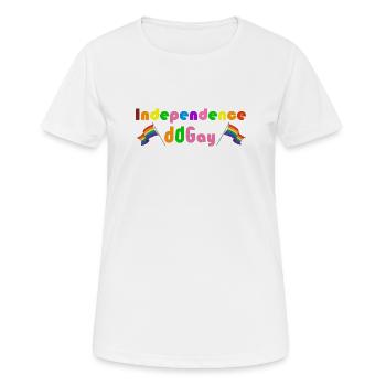Indépendance Gay Arc-en-ciel - T-shirt respirant Femme - blanc - Devant - AI Model Female 172 dark (172cm)