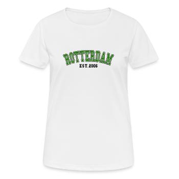 Rotterdam gegründet 2006 - Frauen T-Shirt atmungsaktiv - Weiß - Vorne - AI Model Female 172 dark (172cm)