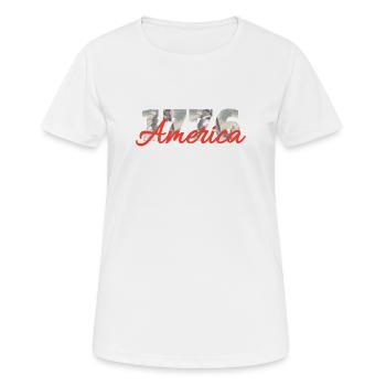 1776 America Script Overlay - Frauen T-Shirt atmungsaktiv - Weiß - Vorne - AI Model Female 172 dark (172cm)