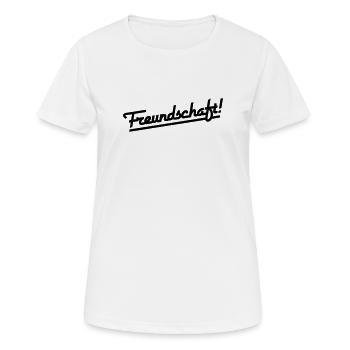 Freundschaft Schriftzug (Farbe änderbar) - Frauen T-Shirt atmungsaktiv - Weiß - Vorne - AI Model Female 172 dark (172cm)