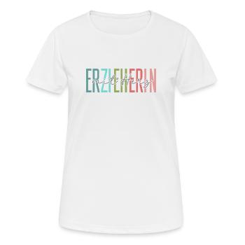 Erzieherin mit Herz Geschenk - Frauen T-Shirt atmungsaktiv - Weiß - Vorne - AI Model Female 172 dark (172cm)
