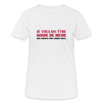 Gosse de riche - T-shirt respirant Femme - blanc - Devant - AI Model Female 172 dark (172cm)