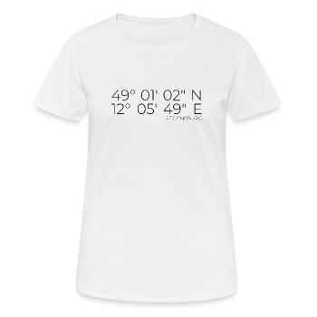 Koordinaten Regensburg - Frauen T-Shirt atmungsaktiv - Weiß - Vorne - AI Model Female 172 dark (172cm)