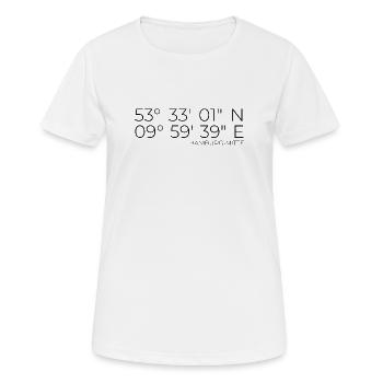 Coordonnées Hambourg-Mitte - T-shirt respirant Femme - blanc - Devant - AI Model Female 172 dark (172cm)