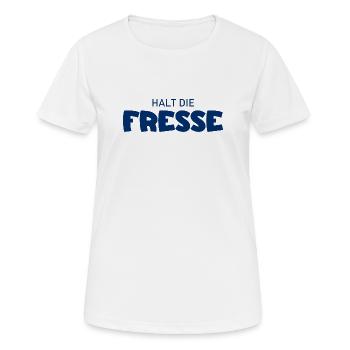 Halt die Fresse - Cooler Spruch - Frauen T-Shirt atmungsaktiv - Weiß - Vorne - AI Model Female 172 dark (172cm)
