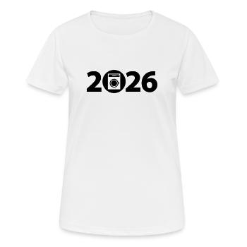 Waschmaschine 2026, Wäscherei 2026 - Frauen T-Shirt atmungsaktiv - Weiß - Vorne - AI Model Female 172 dark (172cm)
