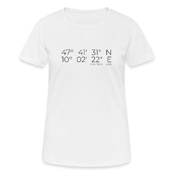 Coordonnées Isny im Allgäu - T-shirt respirant Femme - blanc - Devant - AI Model Female 172 dark (172cm)