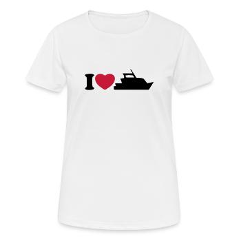 I love my yacht - Ich liebe meine Yacht - Frauen T-Shirt atmungsaktiv - Weiß - Vorne - AI Model Female 172 dark (172cm)