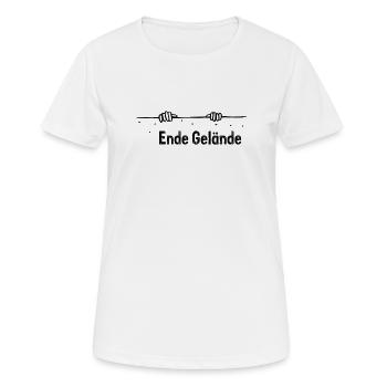 Ende Gelaende - Frauen T-Shirt atmungsaktiv - Weiß - Vorne - AI Model Female 172 dark (172cm)