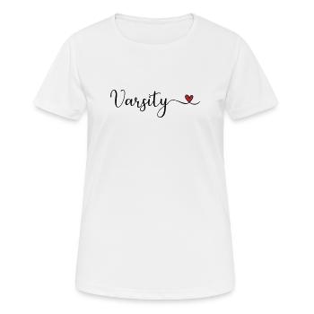 Varsity Heart Design - Frauen T-Shirt atmungsaktiv - Weiß - Vorne - AI Model Female 172 dark (172cm)