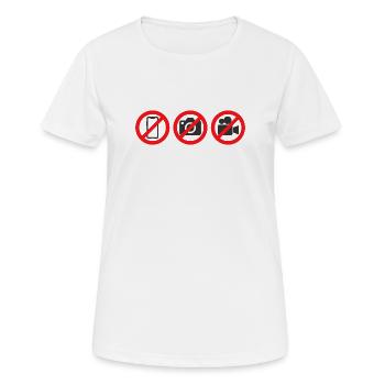 No Phone No Camera No Video Recording Sign Sticker - Women's Breathable T-Shirt - white - Front - AI Model Female 172 dark (172cm)