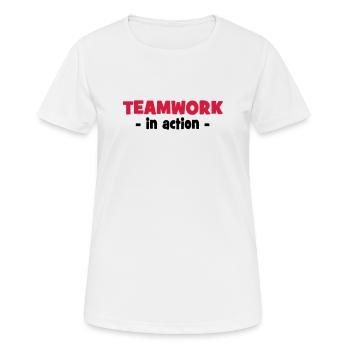 Teamwork in Action - Frauen T-Shirt atmungsaktiv - Weiß - Vorne - AI Model Female 172 dark (172cm)
