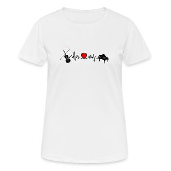 Herzfrequenz Herz-Kreislauf mit Geige und Klavier - Frauen T-Shirt atmungsaktiv - Weiß - Vorne - AI Model Female 172 dark (172cm)