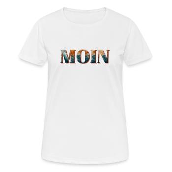 MOIN & Moinsen - Frauen T-Shirt atmungsaktiv - Weiß - Vorne - AI Model Female 172 dark (172cm)