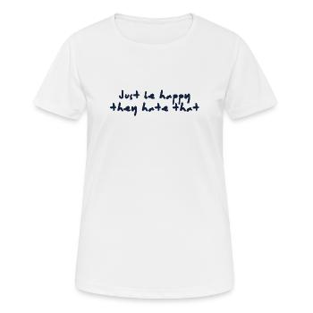 Just be happy - Frauen T-Shirt atmungsaktiv - Weiß - Vorne - AI Model Female 172 dark (172cm)