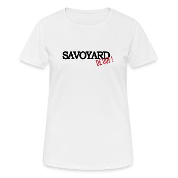 Savoyard de ouf (noir) - T-shirt respirant Femme - blanc - Devant - AI Model Female 172 dark (172cm)