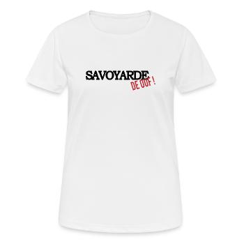 Savoyarde de ouf (noir) - T-shirt respirant Femme - blanc - Devant - AI Model Female 172 dark (172cm)