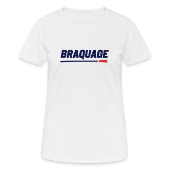 "BRAQUAGE" – Réflexion sur le prix des maillots - T-shirt respirant Femme - blanc - Devant - AI Model Female 172 dark (172cm)