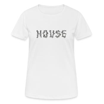 House Rave-Outfit – Chrom-Top-House-Musik - Frauen T-Shirt atmungsaktiv - Weiß - Vorne - AI Model Female 172 dark (172cm)