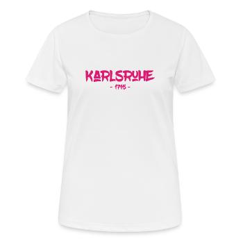 Karlsruhe - 1715 - Baden-Württemberg - Durlach - Frauen T-Shirt atmungsaktiv - Weiß - Vorne - AI Model Female 172 dark (172cm)