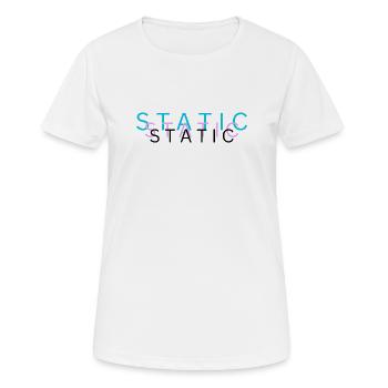 Static – Conception typographique minimaliste par glitch - T-shirt respirant Femme - blanc - Devant - AI Model Female 172 dark (172cm)