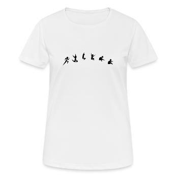 Weitsprung - Frauen T-Shirt atmungsaktiv - Weiß - Vorne - AI Model Female 172 dark (172cm)