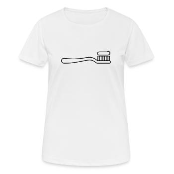 Zahnbürste, Zahnarzt, Zähne putzen - Frauen T-Shirt atmungsaktiv - Weiß - Vorne - AI Model Female 172 dark (172cm)