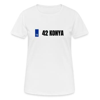 42 Konya Kennzeichen | Türkisches Kennzeichen - Frauen T-Shirt atmungsaktiv - Weiß - Vorne - AI Model Female 172 dark (172cm)