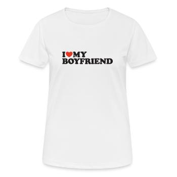 J’aime ma chemise coeur de petit ami - T-shirt respirant Femme - blanc - Devant - AI Model Female 172 dark (172cm)