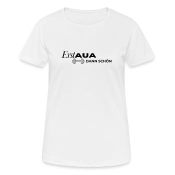 Erst AUA dann schön Hantel weiß - Frauen T-Shirt atmungsaktiv - Weiß - Vorne - AI Model Female 172 dark (172cm)