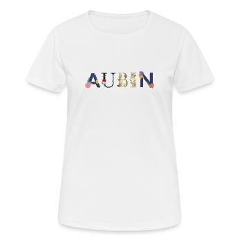 AUBIN Name Decorated with Flowers - Women's Breathable T-Shirt - white - Front - AI Model Female 172 dark (172cm)