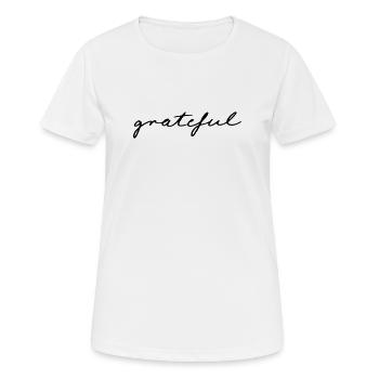 Reconnaissant - T-shirt respirant Femme - blanc - Devant - AI Model Female 172 dark (172cm)