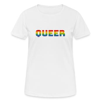 Rainbow queer LGBT CSD Chemise lgbtqi queer - T-shirt respirant Femme - blanc - Devant - AI Model Female 172 dark (172cm)