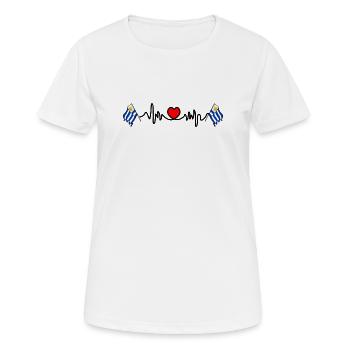 Herzfrequenz-Cardio für Uruguay - Frauen T-Shirt atmungsaktiv - Weiß - Vorne - AI Model Female 172 dark (172cm)