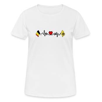 Cardio heart Flag of Belgium, flag of Flanders - Women's Breathable T-Shirt - white - Front - AI Model Female 172 dark (172cm)