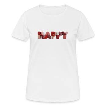 Happy Patchwork Design Stoffflicken Look - Frauen T-Shirt atmungsaktiv - Weiß - Vorne - AI Model Female 172 dark (172cm)