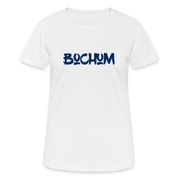 Bochum - Ruhrpott - Ruhr - Pott - Zeche - Kumpel - Frauen T-Shirt atmungsaktiv - Weiß - Vorne - AI Model Female 172 dark (172cm)