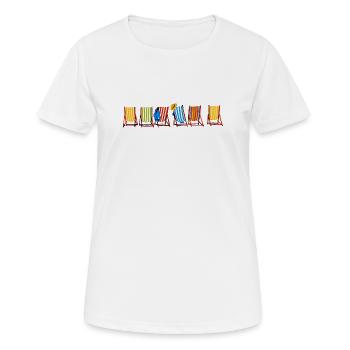 Chaises Longues Vacances Bord de Mer - T-shirt respirant Femme - blanc - Devant - AI Model Female 172 dark (172cm)