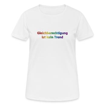 Gleichberechtigung ist kein Trend Regenbogen  - Frauen T-Shirt atmungsaktiv - Weiß - Vorne - AI Model Female 172 dark (172cm)