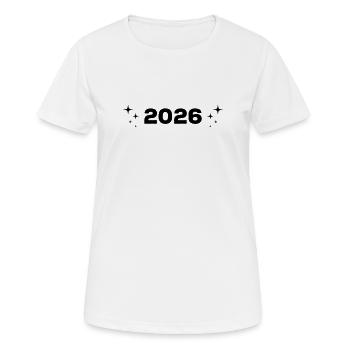 2026 - Jahr - Linie - Jahreswechsel - Frauen T-Shirt atmungsaktiv - Weiß - Vorne - AI Model Female 172 dark (172cm)