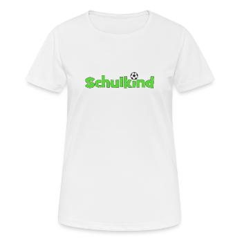 Schulkind mit Fußballball - Frauen T-Shirt atmungsaktiv - Weiß - Vorne - AI Model Female 172 dark (172cm)
