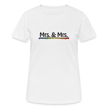 Lesbian Wedding - Rainbow Mrs and Mrs - Women's Breathable T-Shirt - white - Front - AI Model Female 172 dark (172cm)