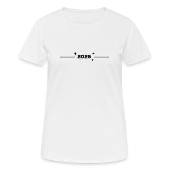 2025 - Jahr - Linie - Jahreswechsel - Frauen T-Shirt atmungsaktiv - Weiß - Vorne - AI Model Female 172 dark (172cm)