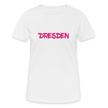 Dresden - Sachsen - Frauenkirche - Zwinger - Elbe - Frauen T-Shirt atmungsaktiv - Weiß - Vorne - AI Model Female 172 dark (172cm)