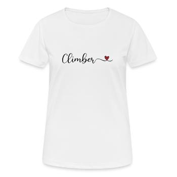 Lettrage d’escalade avec cœur - T-shirt respirant Femme - blanc - Devant - AI Model Female 172 dark (172cm)