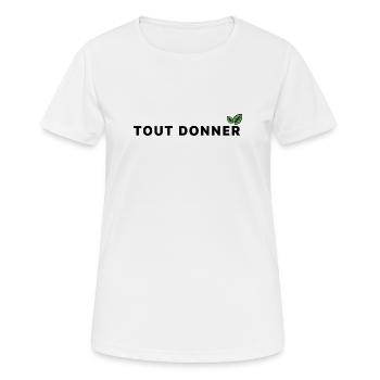 Tout_donner_ecologie - T-shirt respirant Femme - blanc - Devant - AI Model Female 172 dark (172cm)