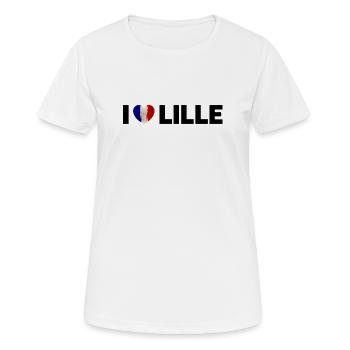 J’adore Lille, France - T-shirt respirant Femme - blanc - Devant - AI Model Female 172 dark (172cm)