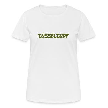 Düsseldorf - NRW - Rhein - Königsallee - Kö - Frauen T-Shirt atmungsaktiv - Weiß - Vorne - AI Model Female 172 dark (172cm)