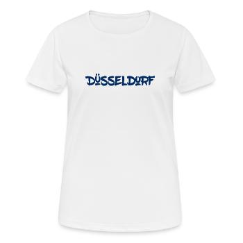 Düsseldorf - NRW - Rhein - Königsallee - Kö - Frauen T-Shirt atmungsaktiv - Weiß - Vorne - AI Model Female 172 dark (172cm)