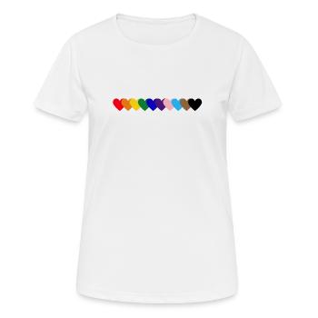 Regenbogen_Herzen_Pride - Women's Breathable T-Shirt - white - Front - AI Model Female 172 dark (172cm)